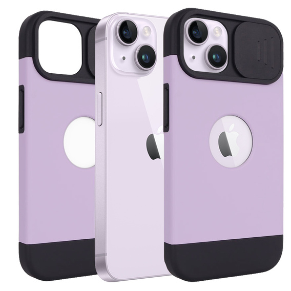 ERBORD MagSafe Cam Slider Case, purple + screen protector for iPhone 13 / iPhone 14