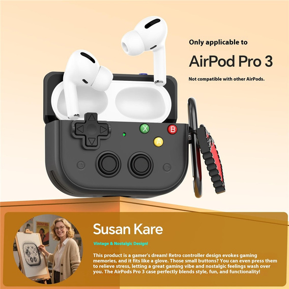 Retro console case with heart tag for AirPods Pro 3