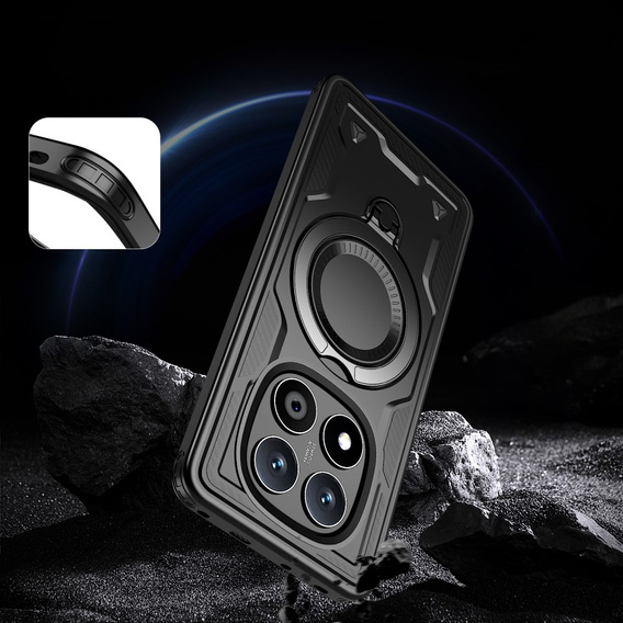 Case for Xiaomi Redmi Note 14 Pro 5G /  Poco X7 5G, Military MagSafe, black + 9H glass