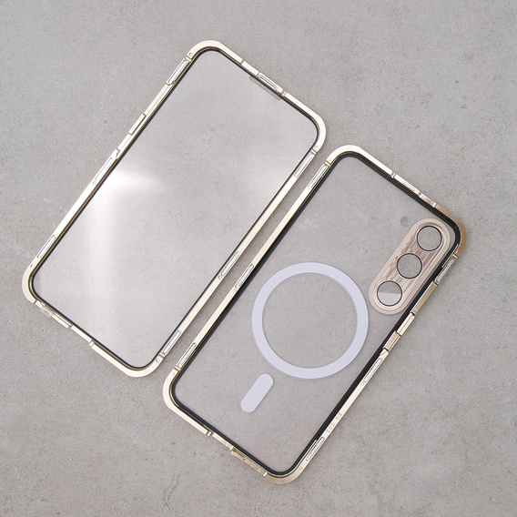 Magnetic Dual Glass MagSafe case for Samsung Galaxy S23, gold