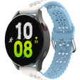 Universal 20mm Soft Hollowed-out Silicone Strap, white/blue