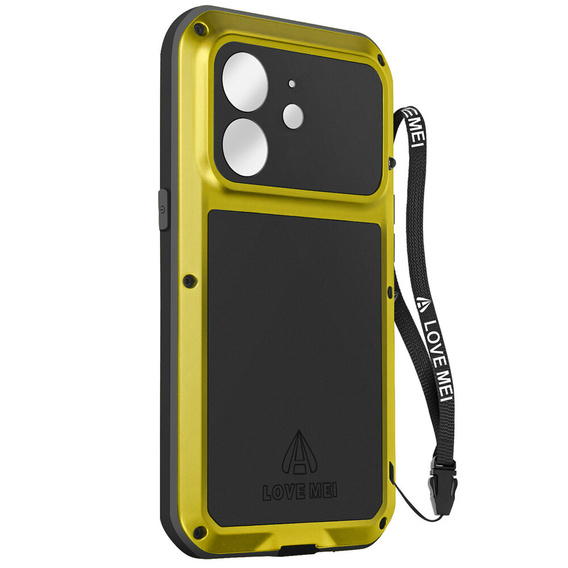 Love Mei Case for iPhone 12 Mini, armored with glass, yellow