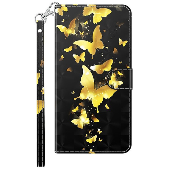 Flip case for Xiaomi Redmi 13C / Poco C65, Wallet, Butterflies gold