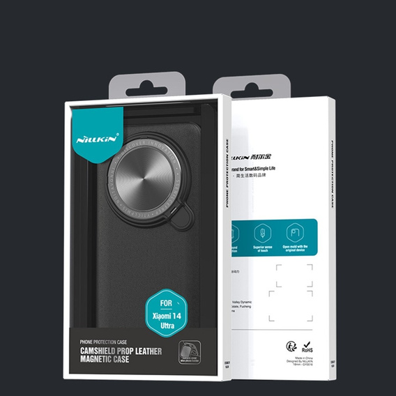 Case for Xiaomi 14 Ultra, armored Nillkin, Camshield Prop Leather Coated, for Magsafe, black