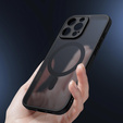 Case for iPhone 16 Pro, for MagSafe, ERBORD Matt Case, black + Screen Glass