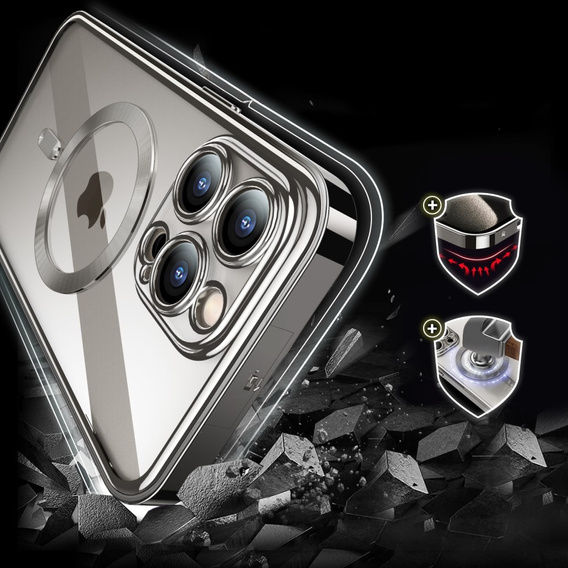 Case for iPhone 15 Pro, Privacy Dual Glass, for MagSafe, silver