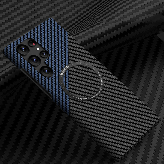 Case for Samsung Galaxy S22 Ultra, Magsafe Slim Carbon, black / blue
