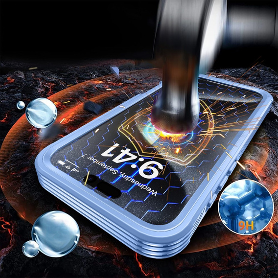 Case for iPhone 16 Plus, Shockproof, with glass, for MagSafe, blue