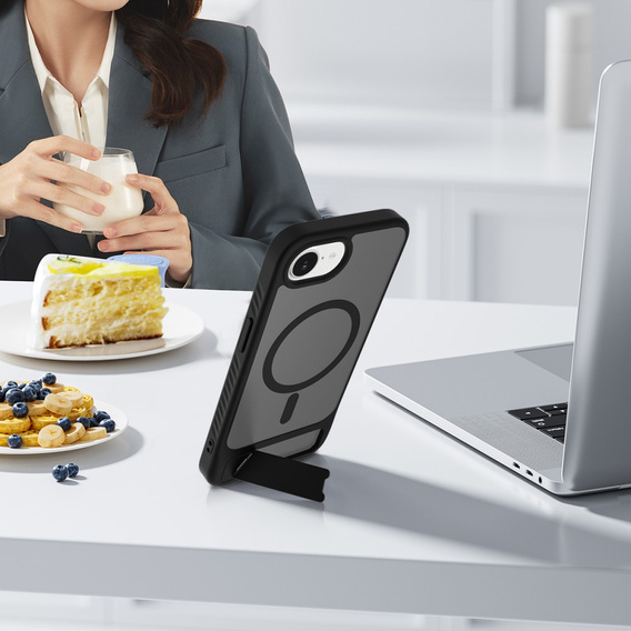 Case for iPhone 16E, Kickstand Matt Case, for MagSafe, black