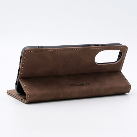 Case for Oppo A78 4G, ERBORD Vintage, wallet with flap, coffee
