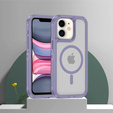 Case with frame for iPhone 11, for MagSafe, transparent / purple
