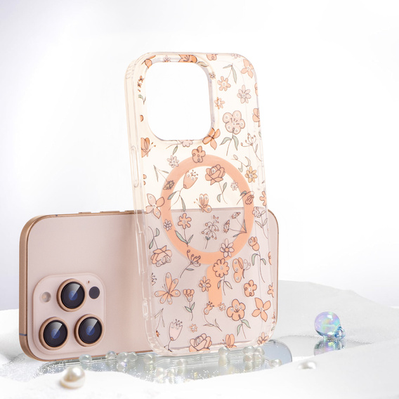Magnetic case with floral laser pattern for iPhone 16 Pro