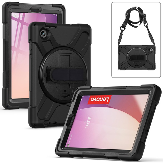 Children's case for Lenovo Tab M8 Gen 4 TB-300FU, armored with strap, black