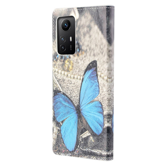 Flip case for Xiaomi Redmi Note 12S, Wallet Butterfly, blue