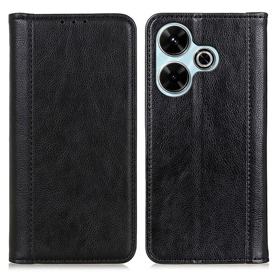 Flip case for Xiaomi Redmi 13, Split Leather, black