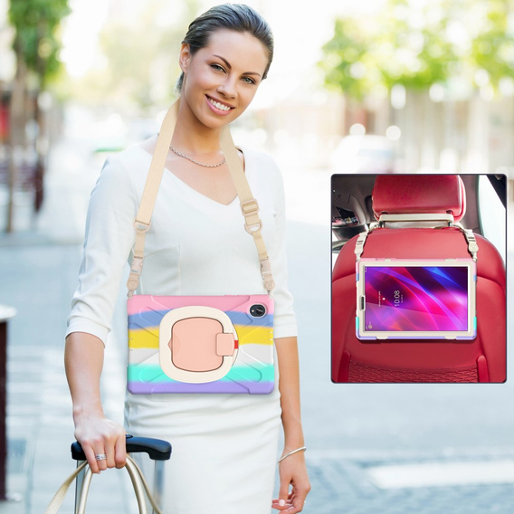 Children's case for Lenovo Tab M10 Plus TB-X606F, armored with strap, multicolor