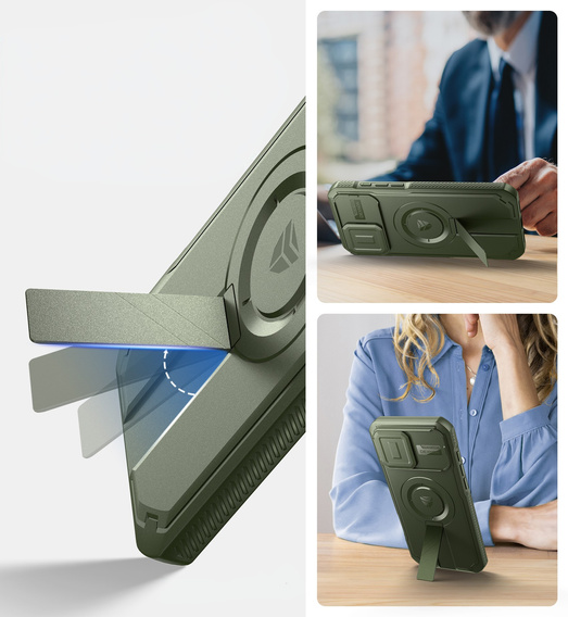 Armored case for iPhone 16 Pro Max, Dexnor CamProtect MagSafe, green