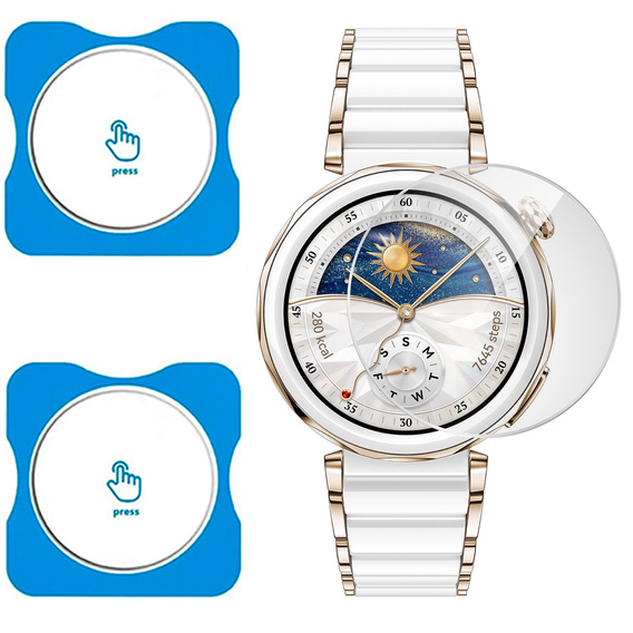 2x ERBORD Tempered Glass for Huawei Watch GT 5 Pro 42mm, with mounting frame