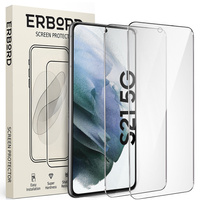 2x Tempered Glass for Samsung Galaxy S21, ERBORD 9H Hard Glass for phone screen
