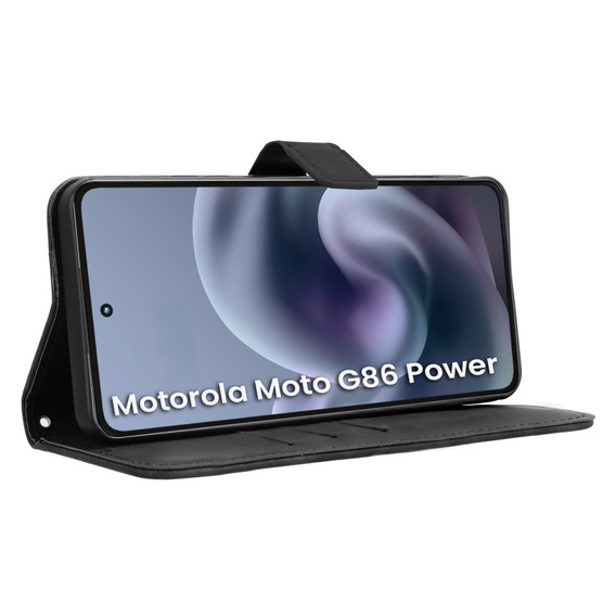 Flip case for Motorola Moto G86 Power 5G, Crazy Horse Wallet, black