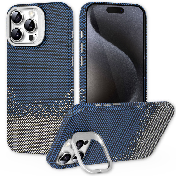 Case for iPhone 15 Pro, Frame Kickstand, for MagSafe, Sand Blue