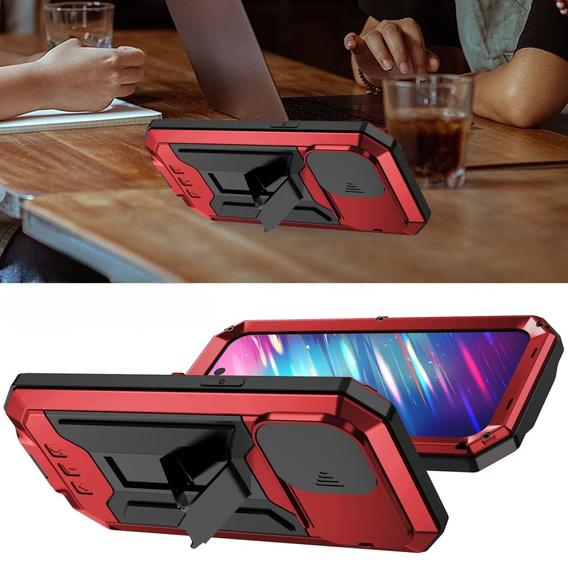 Case for iPhone 14 Pro, R-JUST CamShield Slide, armoured, red / black