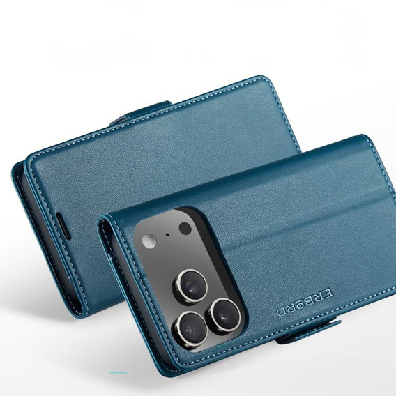 Glossy Litchi wallet case with flap for iPhone 17 Pro Max