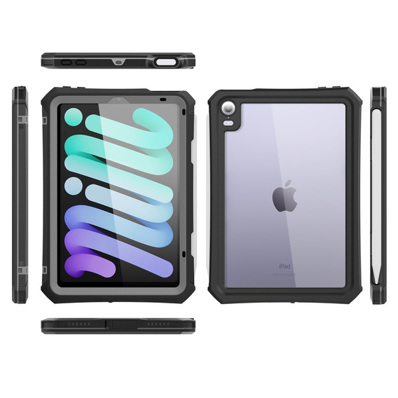 IP68 Waterproof Case for iPad mini 8.3" 2021 (6 gen.) / iPad mini 8.3" 2024 (7 gen.), black
