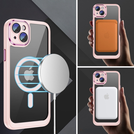 Case for iPhone 15 Plus, ERBORD Impact Guard, MagSafe, pink