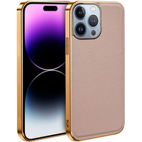 Case for iPhone 14 Pro, Cowhide Leather, pink