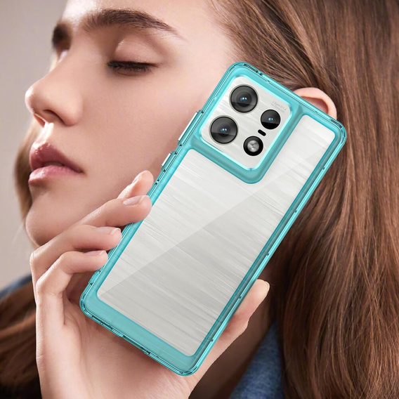 Case for Motorola Edge 50 Pro, Fusion Hybrid, transparent / blue