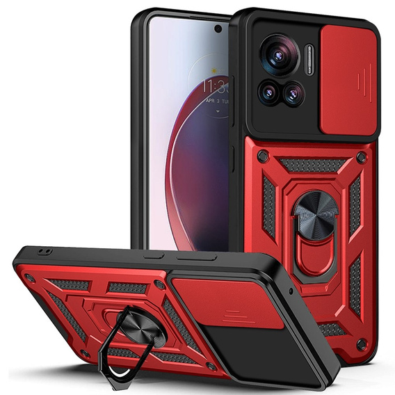 Case fordo Motorola Edge 30 Ultra 5G, CamShield Slide, red