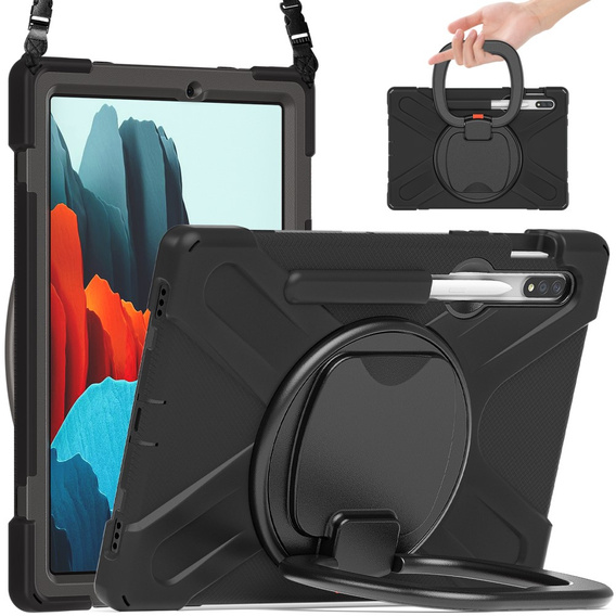 Case for Samsung Galaxy Tab S10 Lite / S10 FE / S9 FE / S9 / S8 / Tab S7, armored rotary 360, black