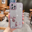 Case for iPhone 13 Pro, Glitter Flower, purple