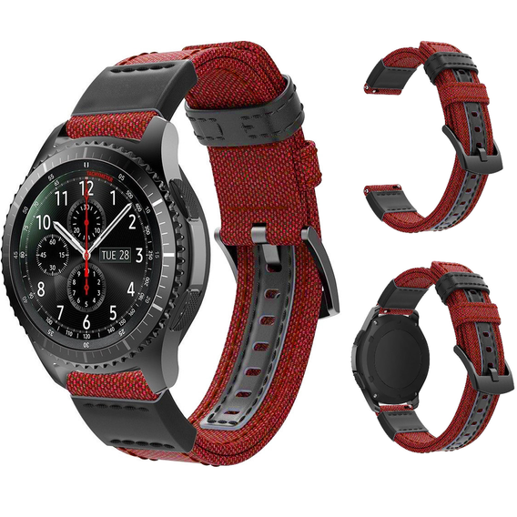 Canvas+Leather strap 20mm - Red