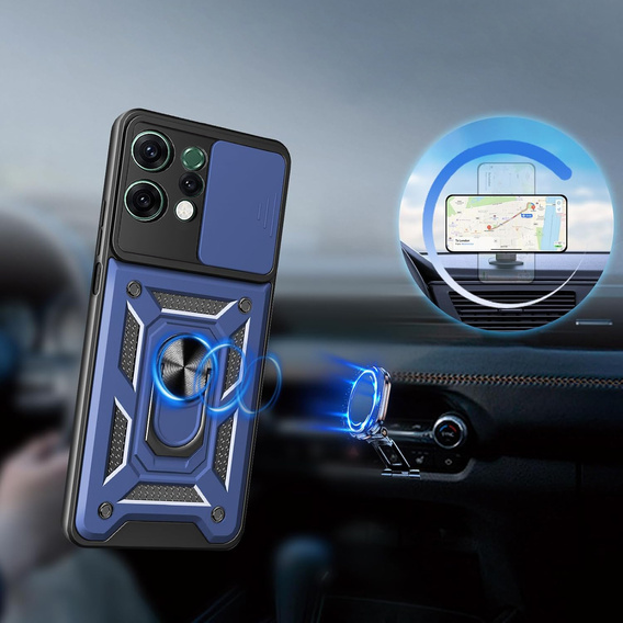 Armoured case for Oppo Reno 14, with camera protection, with stand, blue