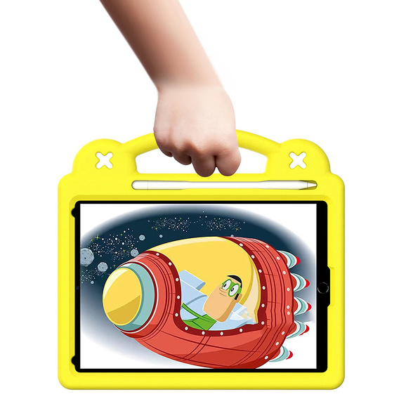 Children's case for iPad 10.2" 2021/2020/2019 (9/8/7 gen.) / Air 10.5" 2019 (3 gen.), Cute Patterns, with stand, yellow