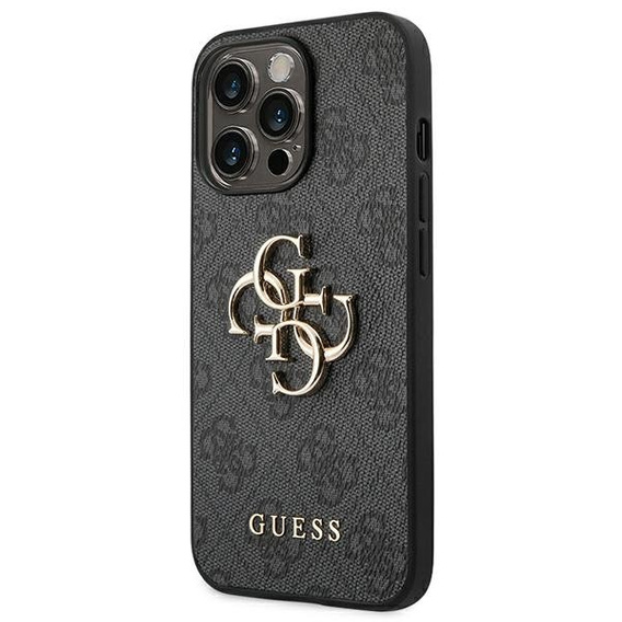 GUESS Case for iPhone 14 Pro, 4G Big Metal Logo, grey