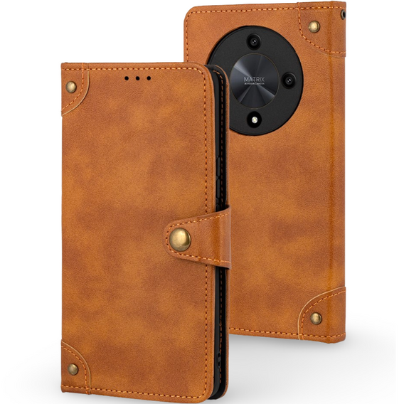 Flip case for Honor Magic 6 Lite 5G, Split Leather, orange