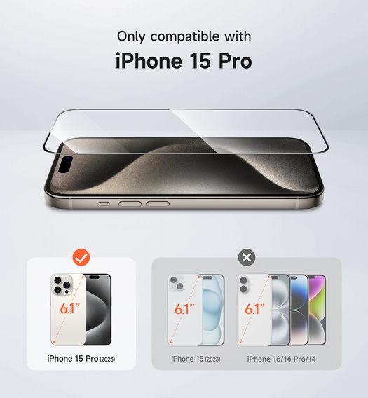 2x SURITCH tempered glass for iPhone 15 Pro