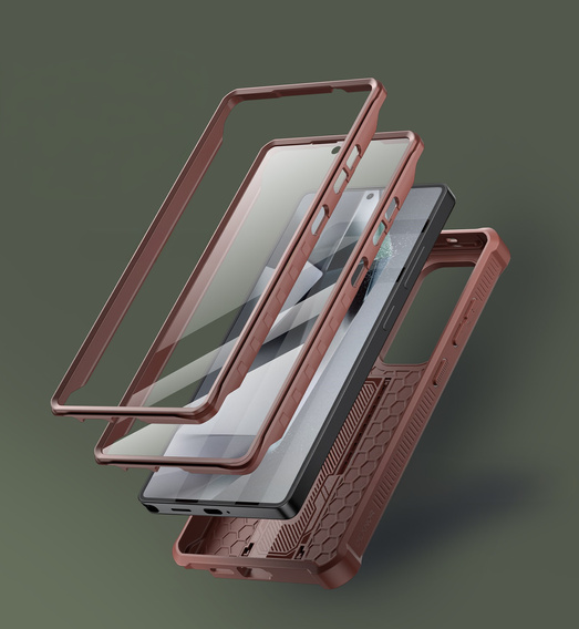 Armored case for Samsung Galaxy S25 Ultra, Dexnor Full Body (Two Frames), red