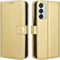 Flip case for Samsung Galaxy M15 5G, Crazy Horse Wallet, gold