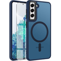 Case for Samsung Galaxy S21, for MagSafe, ERBORD Matt Case, dark blue + Screen Glass