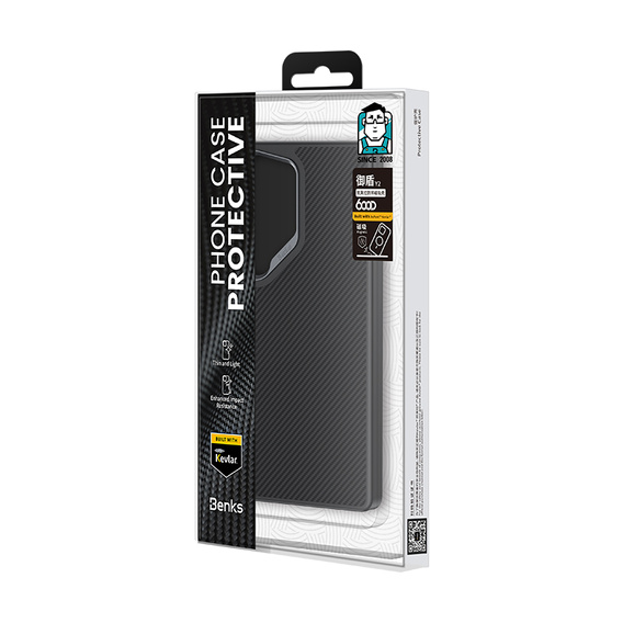 BENKS Kevlar Case for Samsung Galaxy S25 Ultra, for MagSafe, Carbon Fiber, black
