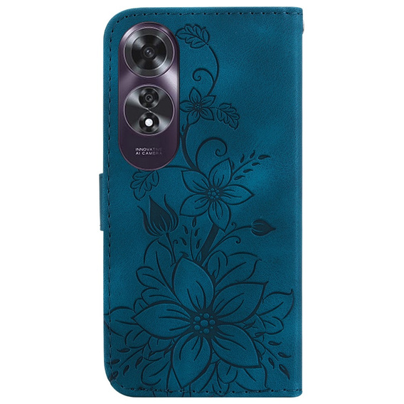 Flip case for Oppo A60, Lily Flower, dark blue