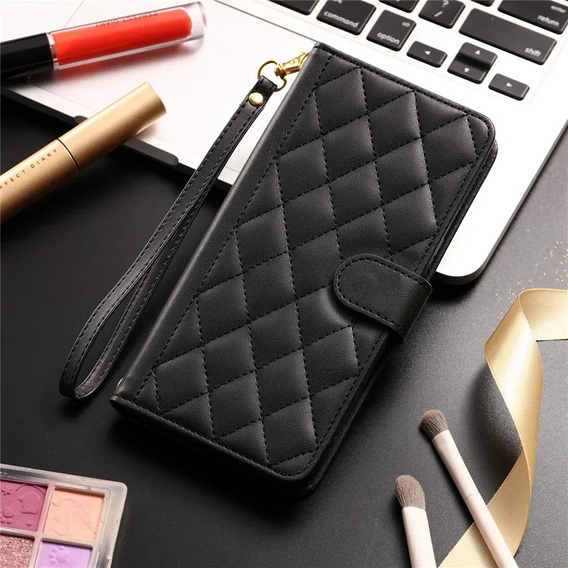 Flip case for Samsung Galaxy A16, Rhombus Crossbody Leather, black