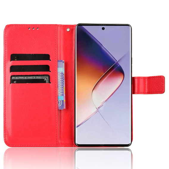 Flip case for Infinix Note 40 Pro, Crazy Horse Wallet, red