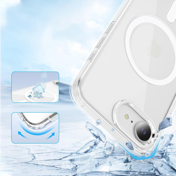 MagSafe Magnetic Case for iPhone 16E, ERBORD CrystalMag, transparent + Glass for screen