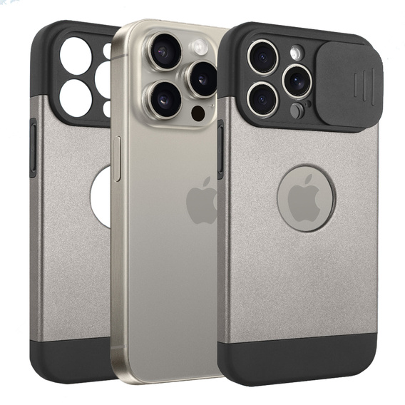 Case for iPhone 15 Pro Max, ERBORD MagProtect Slide Camera, titanium grey