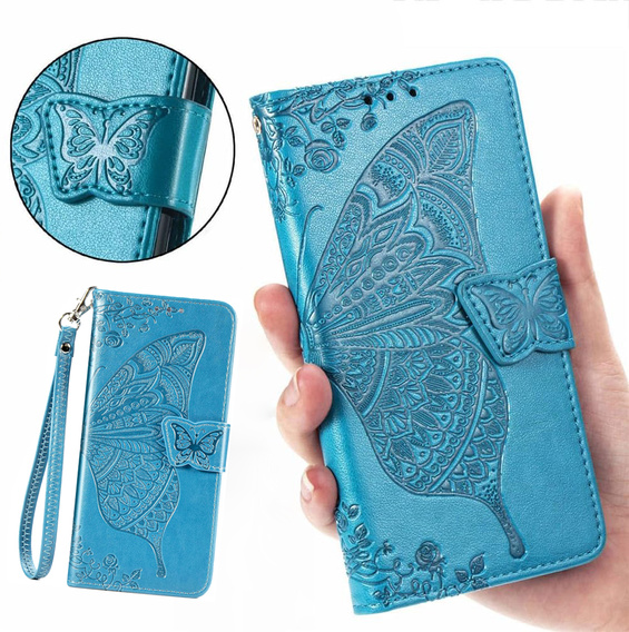 Flip case for Realme 14X / Realme C75, Butterfly, blue